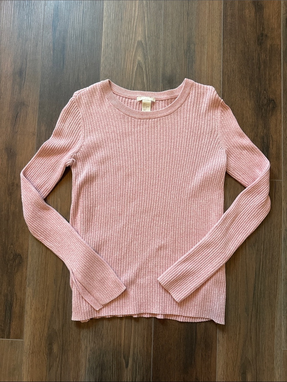 H&M Pink Ribbed Crewneck Sweater